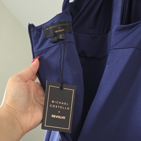 NWT Michael Costello x Revolve Nico Halter Midi Cocktail Dress in Navy, Size XS - Picture 8 of 11